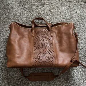 Brown Laser-Cut Large Tote Bag